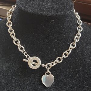 Vintage Authentic Tiffany & Co Heart Toggle Necklace